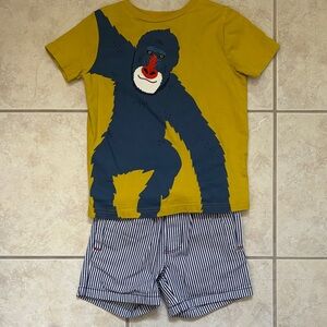 Mini Boden Yellow shirt and Navy short Set